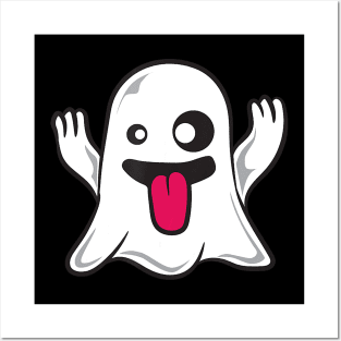 Funny ghoul face halloween ghost emojis easy quick Posters and Art